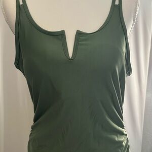 Elegant Green Women's Swimwear Top Tummy control push-up Halter olive green